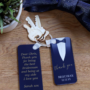 Trouw Trouw Dank Je Bridesman Blauwe Smoking Sleut Sleutelhanger