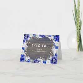 Trouw Trouw Dank Je Bruiloft Navy Rustic Bloemen Bedankkaart
