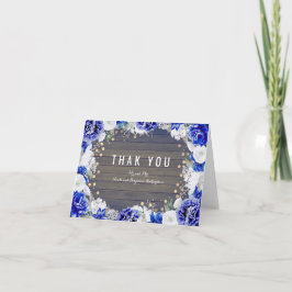 Trouw Trouw Dank Je Bruiloft Navy Rustic Bloemen Bedankkaart
