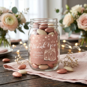 Trouw Trouw Dank Je Mason Jar Slinger Licht Roze G Vierkante Sticker