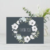 Trouw Trouw Dankkaart Witte Bloemenkrans Bloemen Bedankkaart (Staand voorkant)