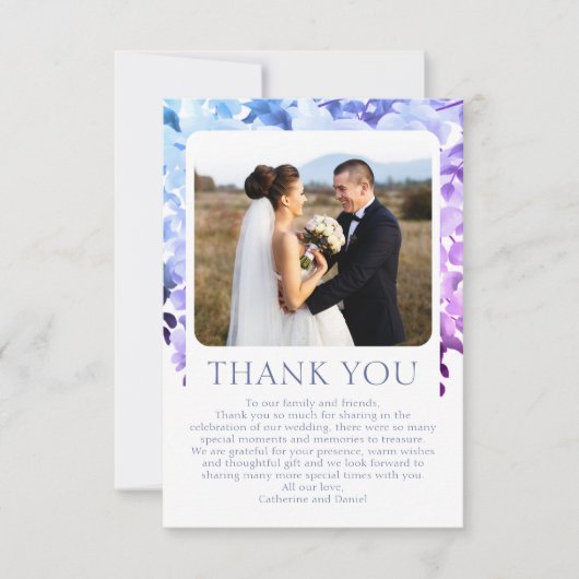 Trouw Trouwfoto Aquarel Bloemen Bedankkaart (Voorkant)