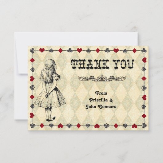 Trouw Trouwkaart,Alice in Wonderland Bedankkaart (Voorkant)