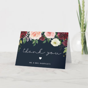 Trouw Trouwkaart Burgundy Blush Bloemendecor in Bl Bedankkaart