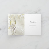 Trouw Trouwkaart Goud Crème Parel Bloemrozen Bedankkaart (Binnen)