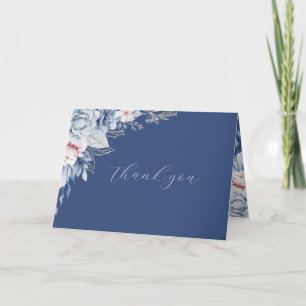Trouw Trouwkaart met Bloemen in Marineblauw Bedankkaart
