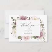 Trouw Trouwkaart met Bloemige Mauve Blush Groene D Bedankkaart (Voorkant)