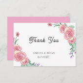 Trouw Trouwkaart met bloemmotief en Eucalyptus Bedankkaart (Voorkant / Achterkant)