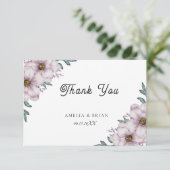 Trouw Trouwkaart met bloemmotief en Eucalyptus Bedankkaart (Staand voorkant)