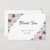 Trouw Trouwkaart met bloemmotief en Eucalyptus Bedankkaart (Voorkant / Achterkant)