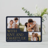 Trouw Trouwkaart met Goud Folie 'Liefde & Dankbaar Folie Uitnodiging (Staand Voorkant)