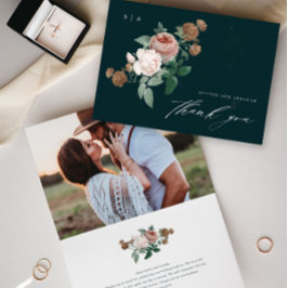 Trouw Trouwkaart met Vintage Bloemenscript Bedankt Kaart