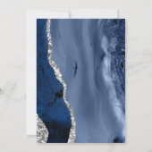 Trouw Trouwkaart Navy Blauw Zilver Agate Bedankkaart (Achterkant)