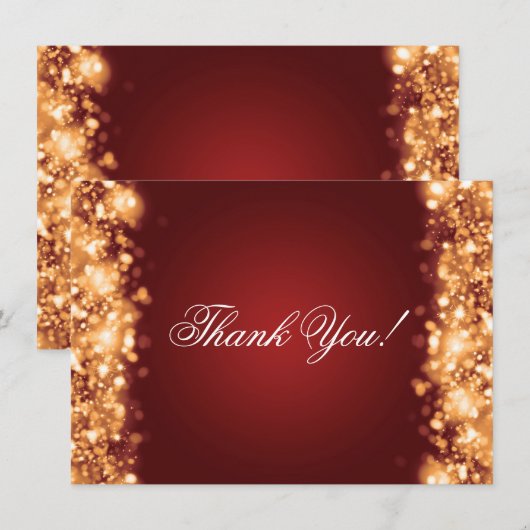 Trouw Trouwkaart Vonkelende Lichten Goud Bedankkaart (Voorkant / Achterkant)