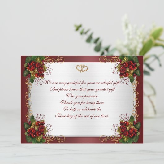 Trouw Trouwkaart "Wintertrouw" rode satijn Kaart (Staand voorkant)