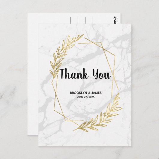 Trouw Trouwkaartjes Met Marmer- en Goud Effect Briefkaart (Voorkant / Achterkant)