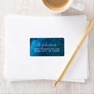 Trouw Turquoise Teal Aqua Blauw Sterren Etiket
