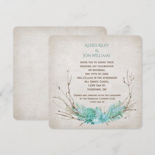 trouw twijgenboeket op textuur kaart (Voorkant / Achterkant)