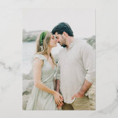 Trouw Typography Grote Foto Trouwdag Goud Folie Uitnodiging (Achterkant)