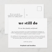 Trouw Uitgesteld We Doen Het Nog Steeds COVID Scri Aankondigingskaart (Voorkant / Achterkant)