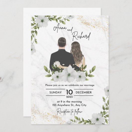 trouw uitnodiging (Voorkant / Achterkant)