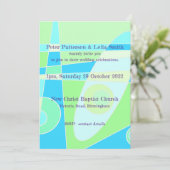 Trouw Uitnodiging Abstract Pastel Blauw Groen (Staand voorkant)