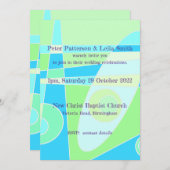 Trouw Uitnodiging Abstract Pastel Blauw Groen (Voorkant / Achterkant)