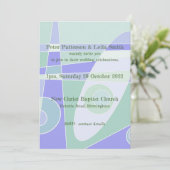 Trouw Uitnodiging Abstract Pastel Paars Groen (Staand voorkant)