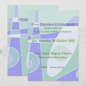 Trouw Uitnodiging Abstract Pastel Paars Groen (Voorkant / Achterkant)