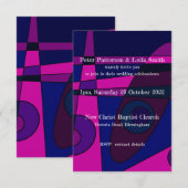 Trouw Uitnodiging Abstract Roze Paars (Voorkant / Achterkant)