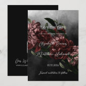 Trouw uitnodiging met QR-code en bloemmotief in Mo (Voorkant / Achterkant)