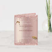 Trouw uitnodiging met roze gouden blush en glitter (Voorkant)