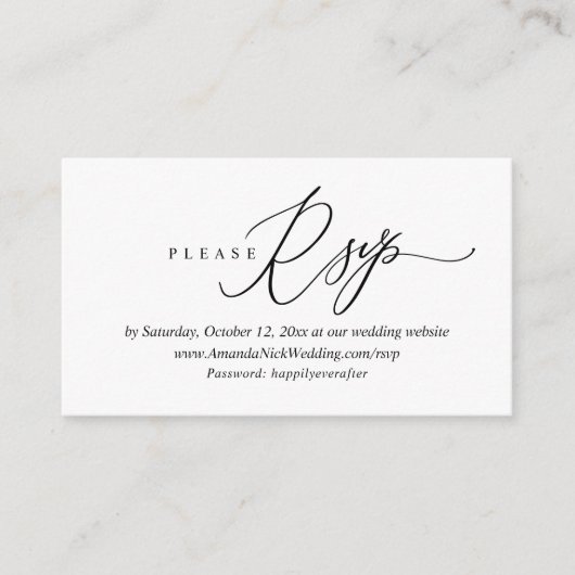 Trouw uitnodiging online RSVP, moderne script kaar Informatiekaartje (Voorkant)