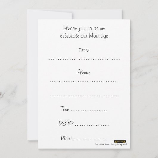 Trouw uitnodiging rol. Uitnodiging voor trouwen (Achterkant)