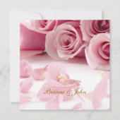 Trouw Uitnodiging Roze Rozen Elegant (Voorkant)