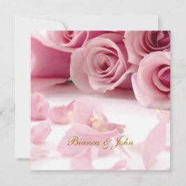 Trouw Uitnodiging Roze Rozen Elegant