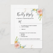 Trouw uitnodiging RSVP kaart bloemmotief goud sche (Voorkant / Achterkant)