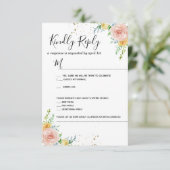 Trouw uitnodiging RSVP kaart bloemmotief goud sche (Staand voorkant)