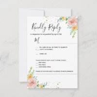 Trouw uitnodiging RSVP kaart bloemmotief goud sche