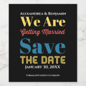 Trouw Uitnodiging Save The Date Modern Wijn Etiket (Enkel label)