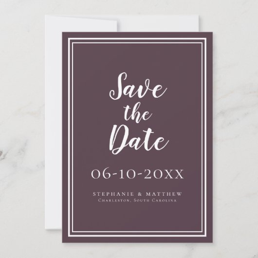 Trouw Uitnodiging Save The Date Paars Eenvoudig Mo (Voorkant)