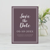 Trouw Uitnodiging Save The Date Paars Eenvoudig Mo (Staand voorkant)