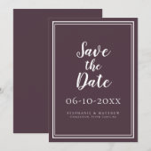 Trouw Uitnodiging Save The Date Paars Eenvoudig Mo (Voorkant / Achterkant)