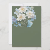 trouw uitnodiging zee blauw  bloemig pastel (Achterkant)