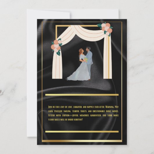 Trouw Uitnodiging Zwart Goud Alcohol Inkt (Achterkant)