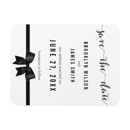 Trouw uitnodiging zwart-wit Save The Date-magneet  Magneet (Horizontaal)