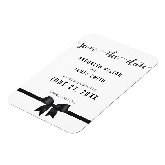 Trouw uitnodiging zwart-wit Save The Date-magneet  Magneet (Linkerzijde)