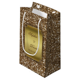 Trouw Uitnodigingen | Goud Glitter Aangepast Klein Cadeauzakje