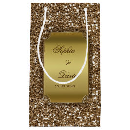 Trouw Uitnodigingen | Goud Glitter Aangepast Klein Cadeauzakje