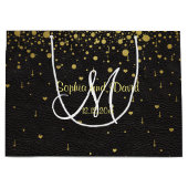 Trouw Uitnodigingen | Gouden Confetti Monogram Large Cadeautasje (Voorkant)